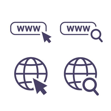 globe icon symbol set, go to web icon vector. website, homepage icon set. Icon url, search and cursorのイラスト素材