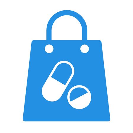 Shoping bag icon in flat style. Handbag sign vector illustration on white isolated background. Package business concept. EPS 10のイラスト素材