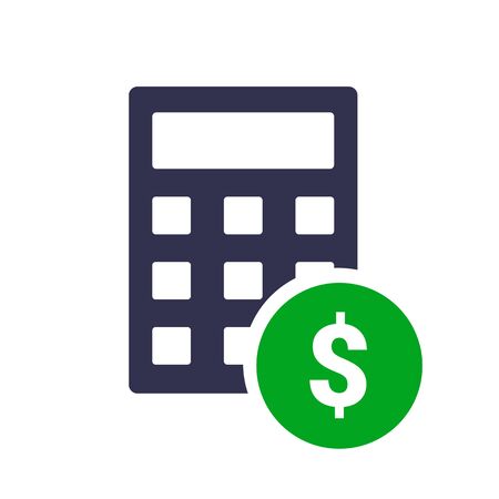 Calculator with money icon vector. Savings, finances sign isolated on white, economy concept, Trendy Flat style for graphic design, Web site, UI.のイラスト素材