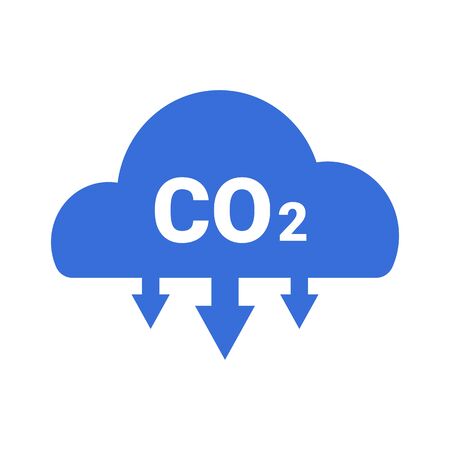Cloud of CO2, carbon emission, pollution reduction icon. Ecology environment cleaning.のイラスト素材