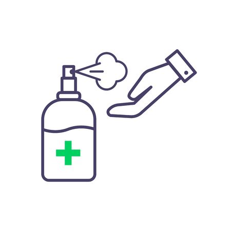 Antiseptic vector icon Hygiene Virus hand care. Black shape silhouette sign. Washing hands, anti bacterial soap, use sanitary antiseptic. Flat design illustrationのイラスト素材