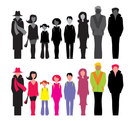 set of silhouette images of peopleのイラスト素材