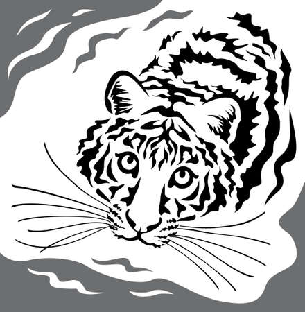 Tiger swimming in water graphic illustrationのイラスト素材