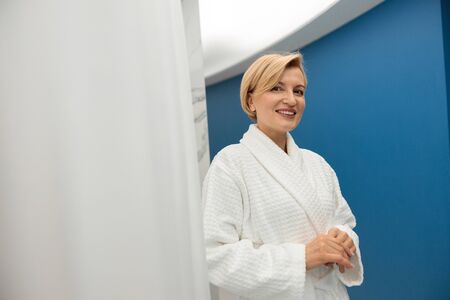 Woman takes care about her skin and doing cosmetology and lazer proceduresの写真素材