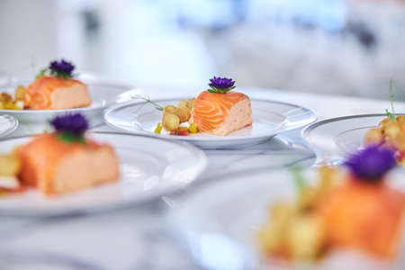 gourmet delicious food preparation in restaraunt