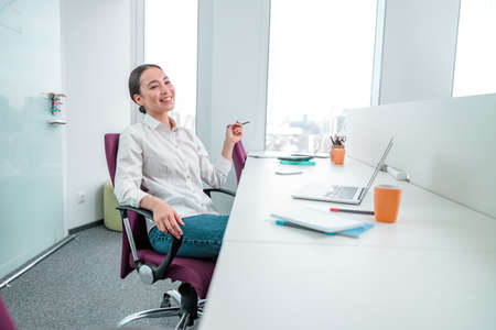Asian woman working in IT office