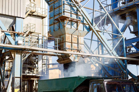 Production plant with industrial facilities and vehicleの写真素材
