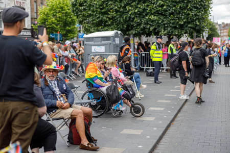 Dublin, Ireland, June 25th 2022. Ireland pride 2022 parade with people walking one one of the main city streetのeditorial素材