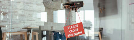 Close up of business woman legs leaving meeting room after the end of meetingの写真素材