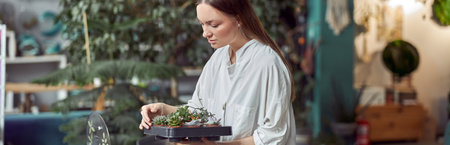 Flourist shop with different kinds of dryed flowersの写真素材