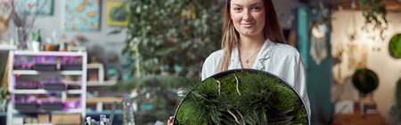 Flourist shop with different kinds of dryed flowersの写真素材