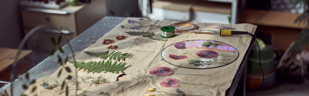 Flourist shop with different kinds of dryed flowersの写真素材