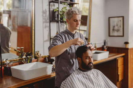 Get a Stylish Haircut at a Modern Barbershop That Focuses on Your Unique Personal Styleの写真素材