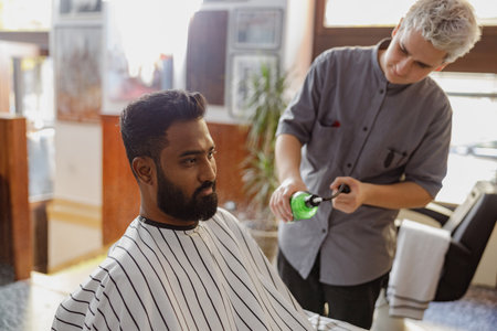 Barbershop Scene A Stylish Haircut in Progress at a Local Barber Shop for Clients Needs
