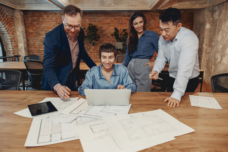 Collaborative teamwork is key in todays office for improved productivity and successの写真素材