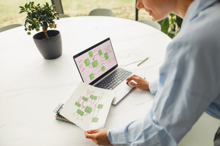 A Focused and Dedicated Professional Who is Actively Working on Digital Project Plans and Strategies