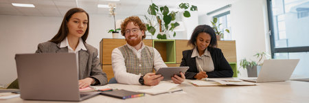 A Dedicated Focused Team Meeting Held in a Modern and Collaborative Office Space Environment