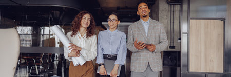 A Diverse Team Effectively Collaborating in a Modern Office Environment, Promoting Innovation