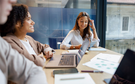 A productive team meeting was held in a modern office space that encourages collaboration