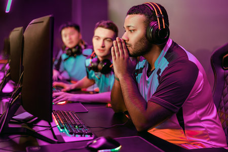 An Intense Gaming Session is Happening Among Esports Players in a Competitive Setting