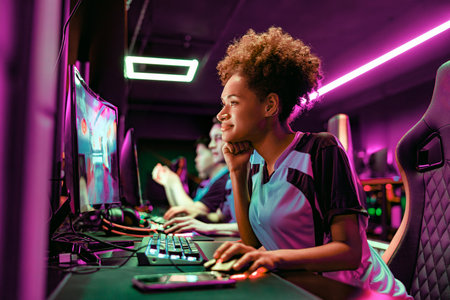 Dedicated Focused Gamer Excelling In A Modern And Innovative Esports Setup Experience