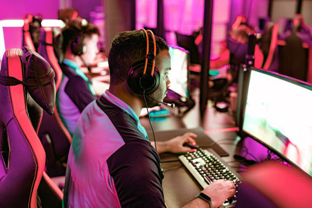 Competitive Gamers Are Engaged in Esports Activities at the Modern Arena Facility