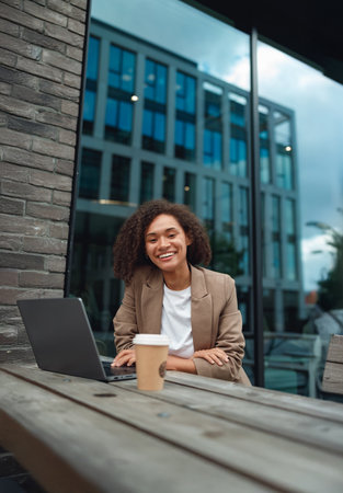 outdoor creative session, urban workspace with ideas, design thinking outdoors with coffee and sketchesの写真素材