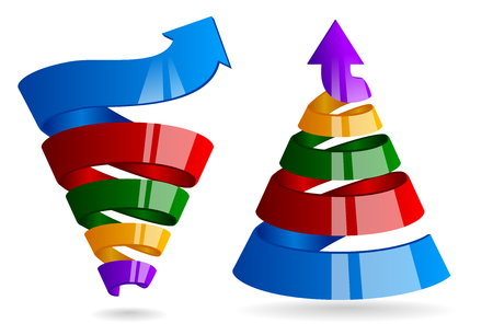 Spiral sales funnel for marketing infographic. Glossy strip color ribbonのイラスト素材