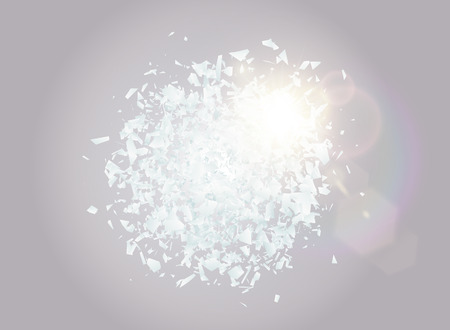 Abstract explosion of white particles with lens flare light effect.のイラスト素材