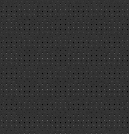 Vector dark gray perforated leather seamless texture. Realistic charcoal perforated background. Black dotted pattern. Car seat material design. Endless web page fillのイラスト素材