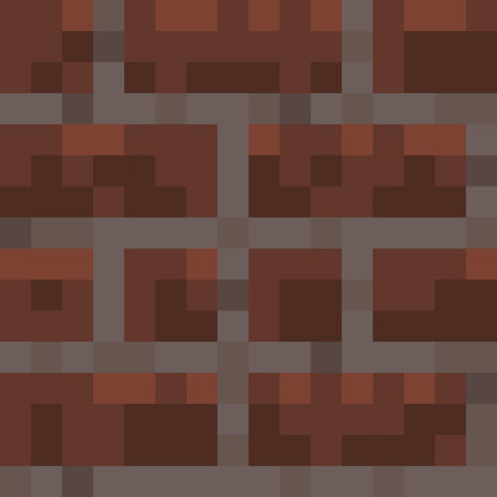 Pixel  style bricks block background. Concept of game pixelated seamless square red brick background. vector illustration.のイラスト素材