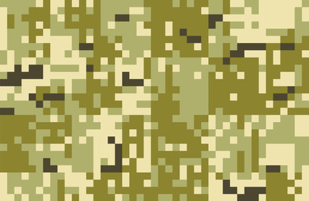 Seamless modern army camouflage NDU pixel texture. Abstract vector camo background looks like Armed Forces of Ukraine (AFU) colors. Geometric pattern wrapping paper design illustration.のイラスト素材