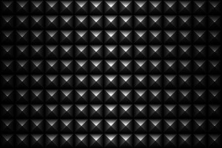 Vector black embossed pattern metal grid seamless background. Square diamond shape cell endless texture. Web page fill dark pyramid crystal geometric pattern.の写真素材