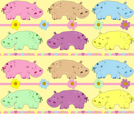 Vector illustration of hippos background のイラスト素材