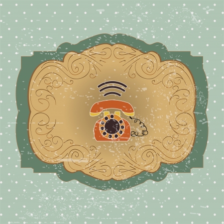 Background with retro telephone. Vector vintage illustrationのイラスト素材