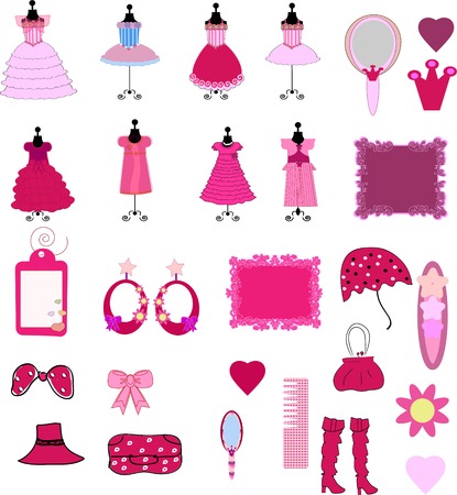 Cute dress and accessoriesのイラスト素材