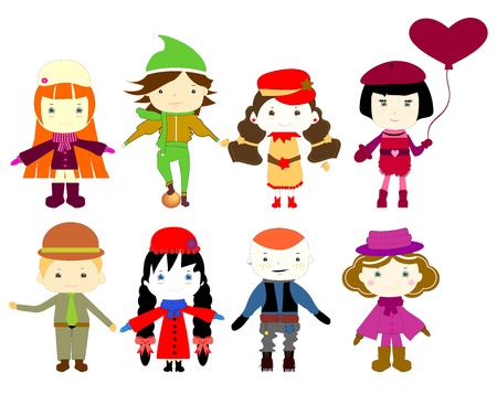 cartoon drawings of childrenのイラスト素材