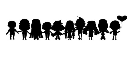 group of children's silhouettesのイラスト素材