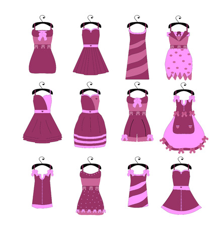 Vector collection of fashionable elegant dresses for girlのイラスト素材