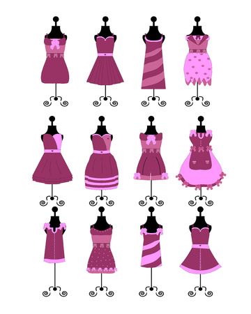 fashion dresses and hatsのイラスト素材