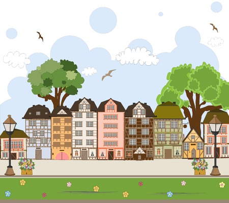 European City Center. Vector Collection.のイラスト素材