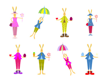  illustration of collection of Easter bunny. Happy Easter design elements setのイラスト素材