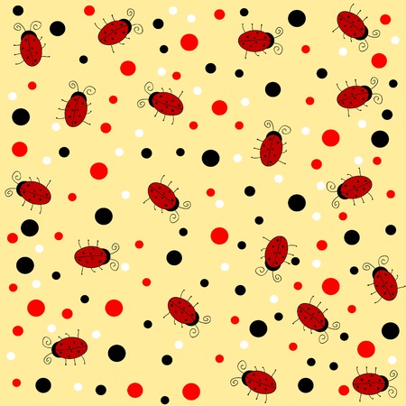 ladybug seamless pattern, abstract texture; vector art illustrationのイラスト素材