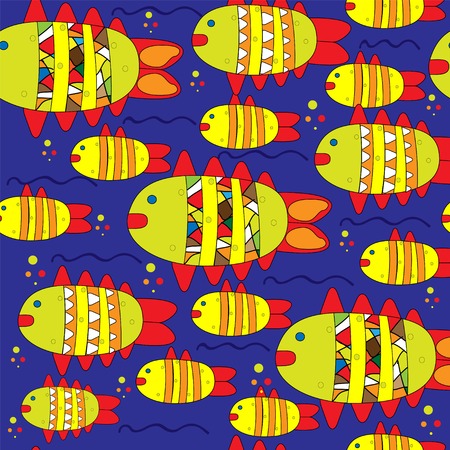 Seamless cute pisces zodiac sign illustration background pattern in vectorのイラスト素材