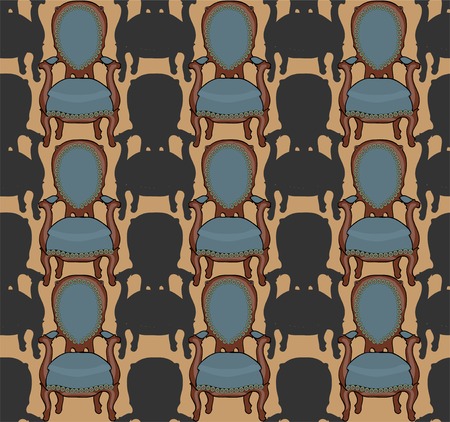 Vector pattern with armchairs art illustration cuteのイラスト素材