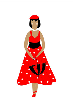 Woman in red dress vector illustration artのイラスト素材