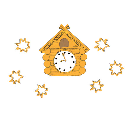 vector illustration  wooden cuckoo clockのイラスト素材