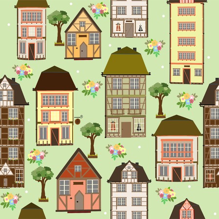 seamless pattern of housesのイラスト素材