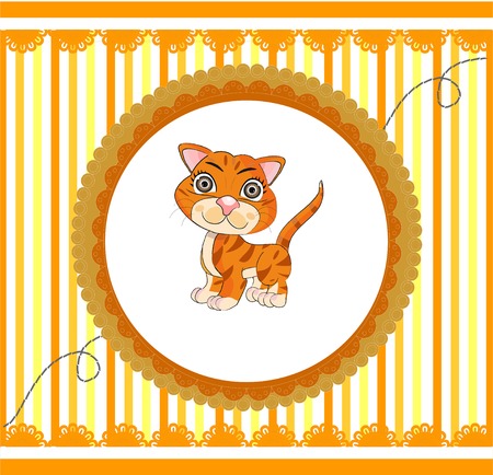 Funny cartoon orange cat illustrationのイラスト素材