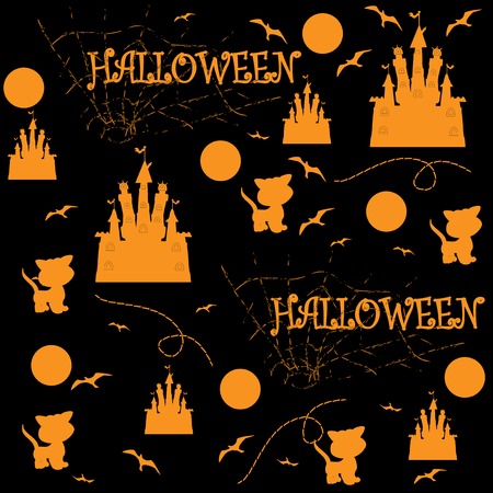 Halloween orange seamless illustrationのイラスト素材